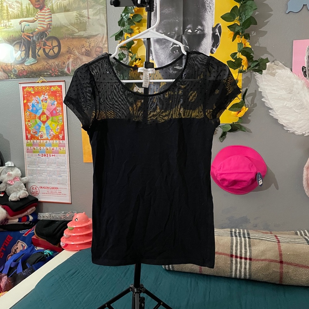 Sheer polka dot top